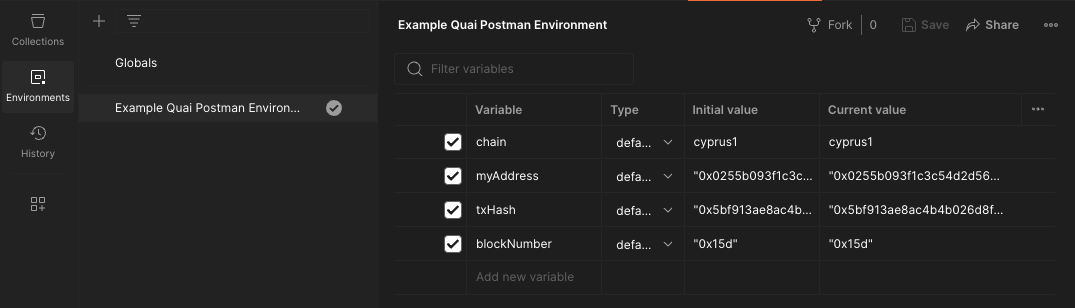 PostmanEnvironmentVariables